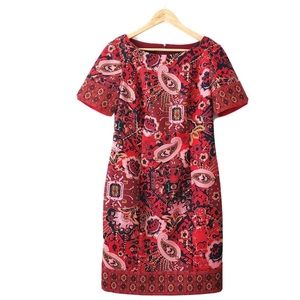 Talbots paisley print short sleeve sheath dress 16